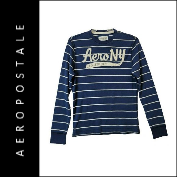 Aeropostale Men Knit Stripe Thermal Sweater Size L